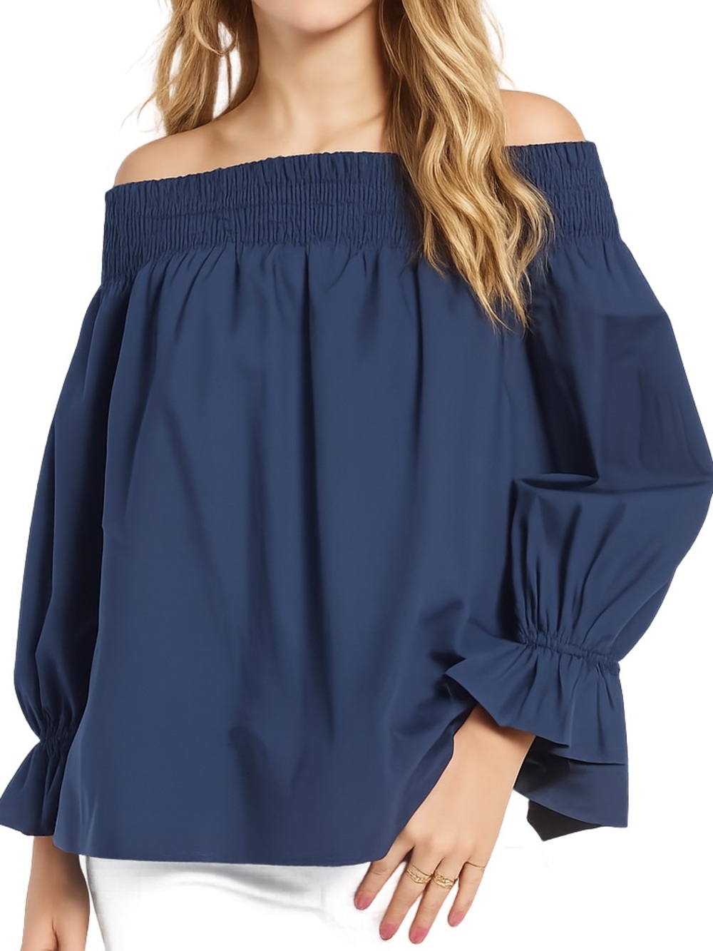Soprano (Nordstrom) off the shoulder with bow back - Navy Blue